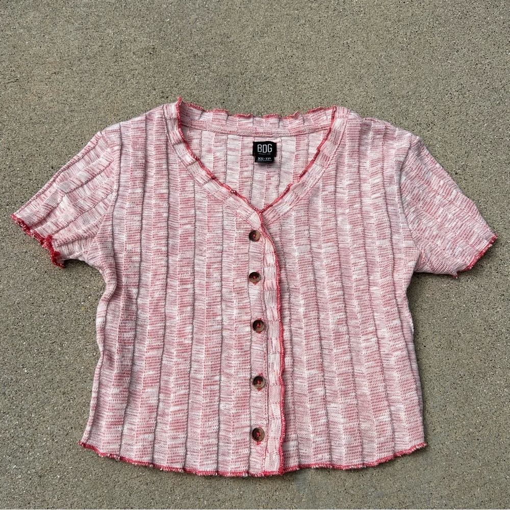 BDG light pink button down crop top